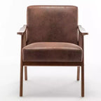 Mid Century Wingback Accent Chair, Solid Wood Frame, Thick Backrest Lounge Chair for Living Room