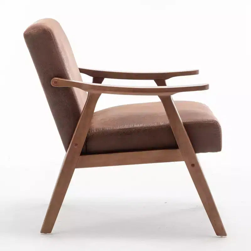 Mid Century Wingback Accent Chair, Solid Wood Frame, Thick Backrest Lounge Chair for Living Room