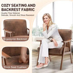 Mid Century Wingback Accent Chair, Solid Wood Frame, Thick Backrest Lounge Chair for Living Room