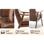 Mid Century Wingback Accent Chair, Solid Wood Frame, Thick Backrest Lounge Chair for Living Room