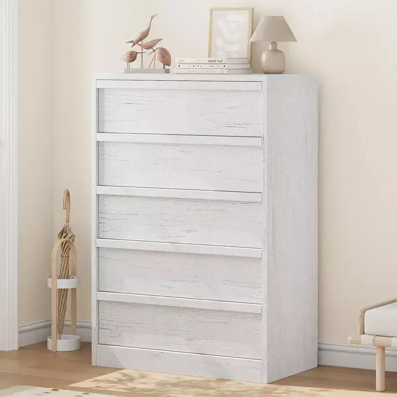 5-Drawer Tall Dresser - Modern Chest with Large Storage Drawers for Bedroom, Nursery & Entryway Organization