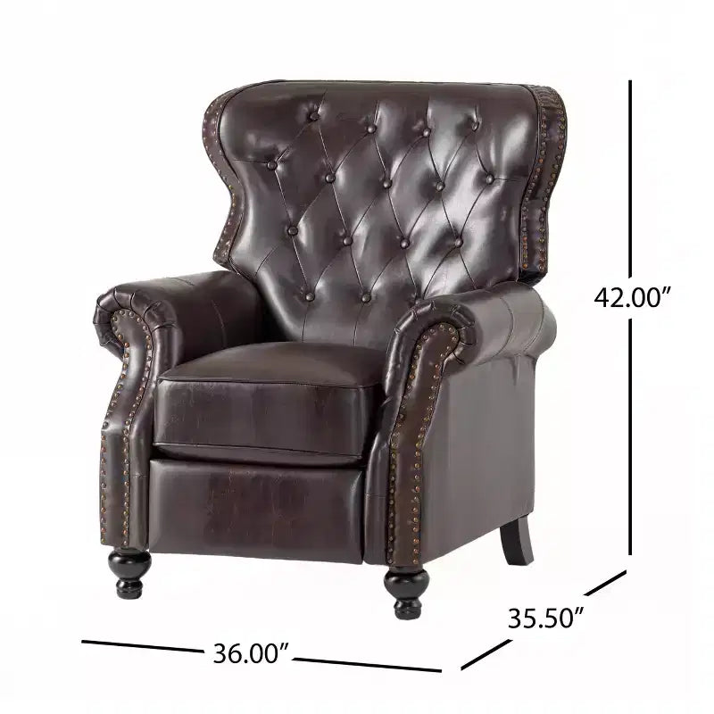Walder Contemporary Upholstered Tufted Pushback Recliner