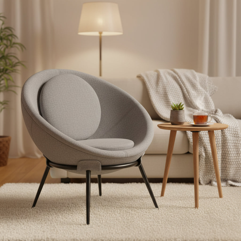 Vintage Upholstered Cup Accent Chair