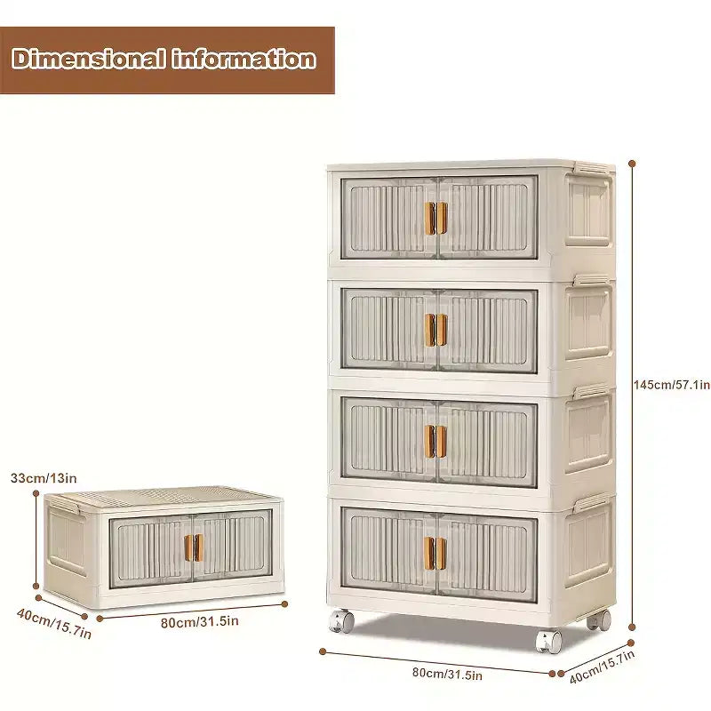 Bacs de rangement empilables avec couvercles, boîte de rangement pliante à 4 niveaux, organisateurs de placard pliables avec roulettes pour vêtements, jouets, snacks, articles divers
