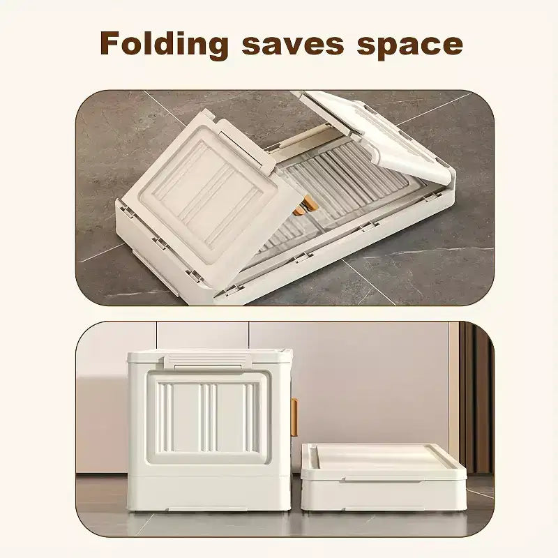 Bacs de rangement empilables avec couvercles, boîte de rangement pliante à 4 niveaux, organisateurs de placard pliables avec roulettes pour vêtements, jouets, snacks, articles divers