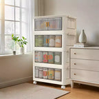Bacs de rangement empilables avec couvercles, boîte de rangement pliante à 4 niveaux, organisateurs de placard pliables avec roulettes pour vêtements, jouets, snacks, articles divers