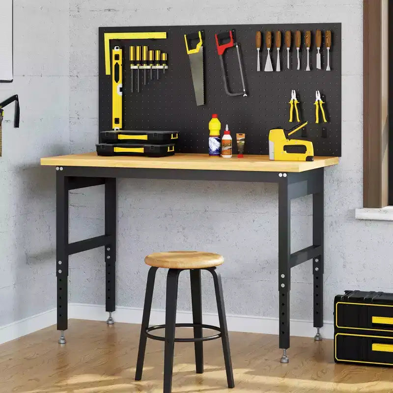 Établi en bambou 48x24 pouces, établi de garage stable