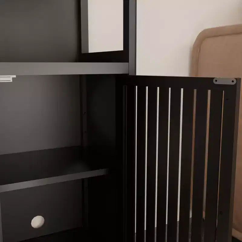 Colonne de rangement Berton Modern 52 po en bambou et lin avec étagères et porte