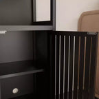 Colonne de rangement Berton Modern 52 po en bambou et lin avec étagères et porte