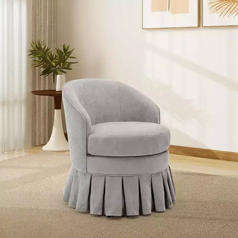 Fauteuil cylindrique du milieu du siècle avec dossier incurvé ergonomique et pieds en bois, siège d'appoint peu encombrant pour chambre et salon