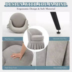 Fauteuil cylindrique du milieu du siècle avec dossier incurvé ergonomique et pieds en bois, siège d'appoint peu encombrant pour chambre et salon