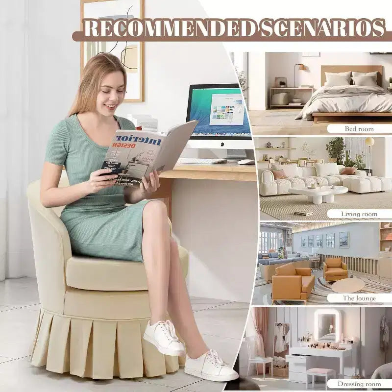 Fauteuil cylindrique du milieu du siècle avec dossier incurvé ergonomique et pieds en bois, siège d'appoint peu encombrant pour chambre et salon