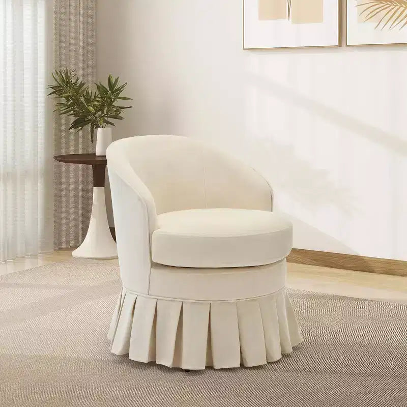 Fauteuil cylindrique du milieu du siècle avec dossier incurvé ergonomique et pieds en bois, siège d'appoint peu encombrant pour chambre et salon