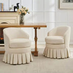 Acekool Mid-Century Modern Barrel Chair with Ergonomic Curved Back & Wood Legs, Space-Saving Accent Seat for Bedroom & Living Room