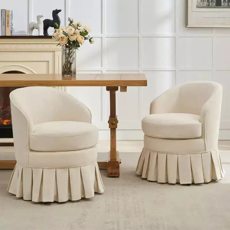 Acekool Mid-Century Modern Barrel Chair with Ergonomic Curved Back & Wood Legs, Space-Saving Accent Seat for Bedroom & Living Room