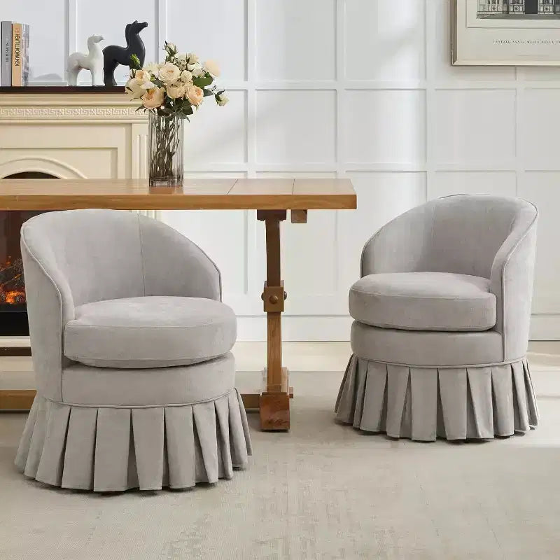 Mid-Century Modern Barrel Chair with Ergonomic Curved Back & Wood Legs, Space-Saving Accent Seat for Bedroom & Living Room