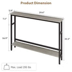 Table de canapé mince de 5,9 pieds, table console étroite à 2 niveaux avec étagère réglable, table peu encombrante derrière le canapé pour salon, entrée, couloir