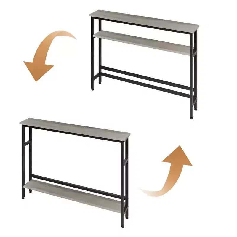 Table de canapé mince de 5,9 pieds, table console étroite à 2 niveaux avec étagère réglable, table peu encombrante derrière le canapé pour salon, entrée, couloir