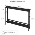 Table de canapé mince de 5,9 pieds, table console étroite à 2 niveaux avec étagère réglable, table peu encombrante derrière le canapé pour salon, entrée, couloir