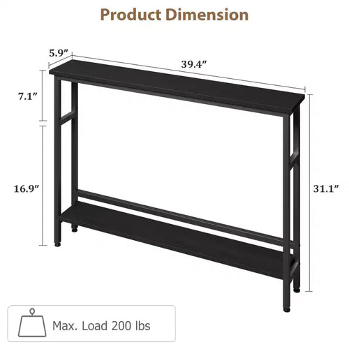 Table de canapé mince de 5,9 pieds, table console étroite à 2 niveaux avec étagère réglable, table peu encombrante derrière le canapé pour salon, entrée, couloir