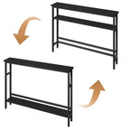 Table de canapé mince de 5,9 pieds, table console étroite à 2 niveaux avec étagère réglable, table peu encombrante derrière le canapé pour salon, entrée, couloir