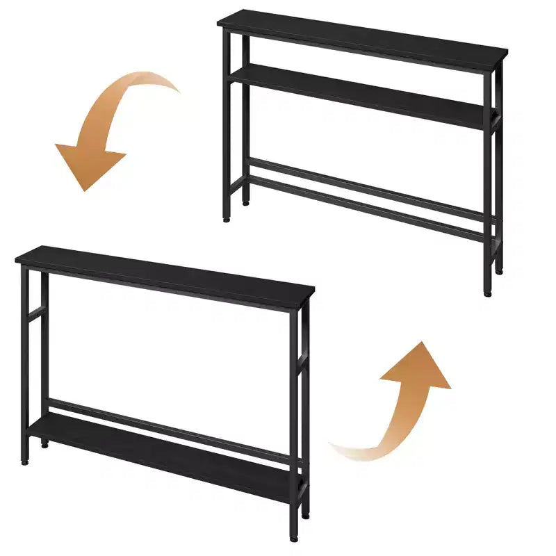 Table de canapé mince de 5,9 pieds, table console étroite à 2 niveaux avec étagère réglable, table peu encombrante derrière le canapé pour salon, entrée, couloir