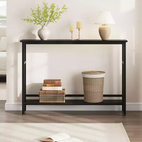 5.9 Slim Sofa Table, 2 Tier Narrow Console Table with Adjustable Shelf, Space-Saving Behind Couch Table for Living Room, Entryway, Hallway