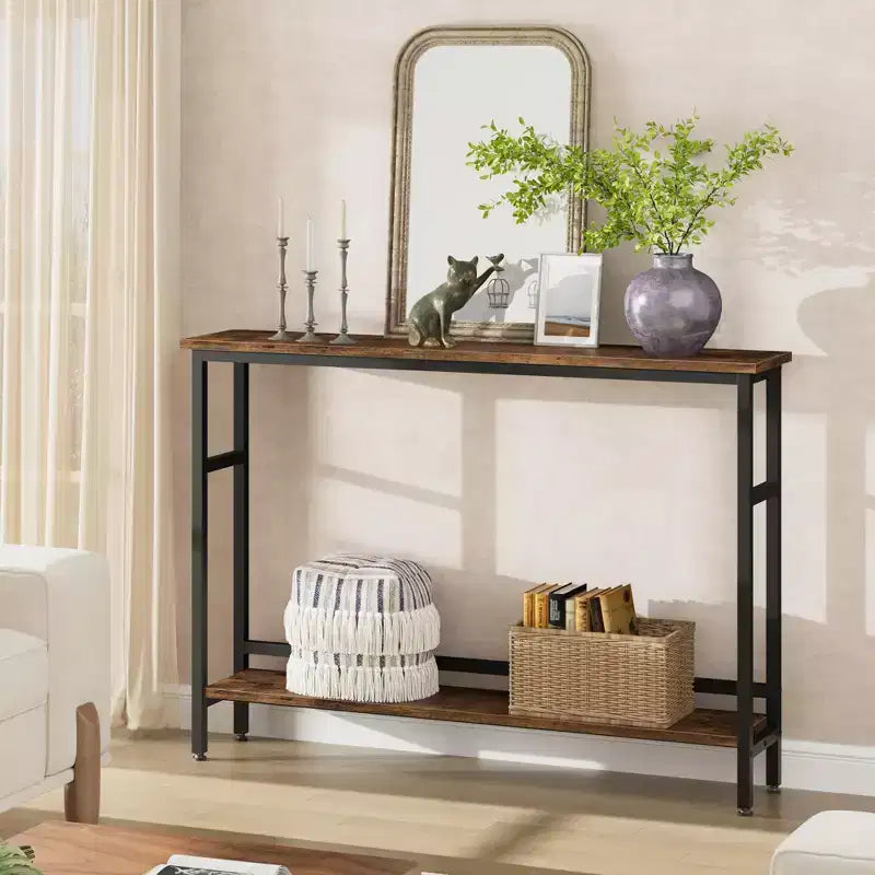 5.9ft Slim Sofa Table, 2 Tier Narrow Console Table with Adjustable Shelf, Space-Saving Behind Couch Table for Living Room, Entryway, Hallway