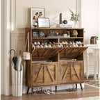 Meuble à chaussures de style campagnard avec 4 tiroirs basculants et portes de grange