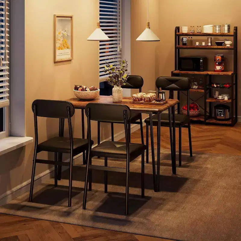 4-Piece Dining Set for Small Spaces, Kitchen Table with 4 Padded Chairs, Compact Dining Room Furniture for Apartments & Cozy Homes