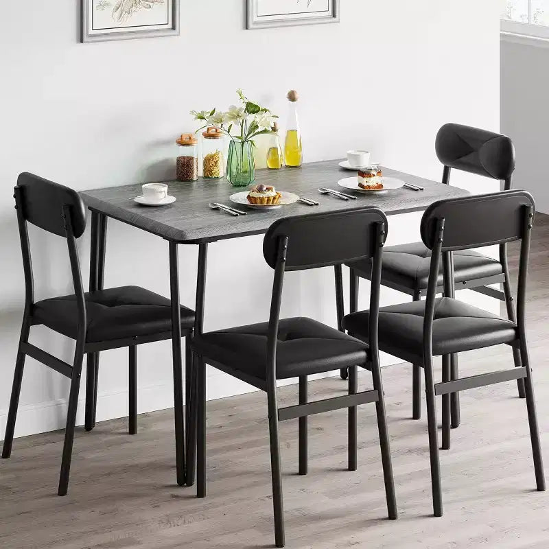 4-Piece Dining Set for Small Spaces, Kitchen Table with 4 Padded Chairs, Compact Dining Room Furniture for Apartments & Cozy Homes