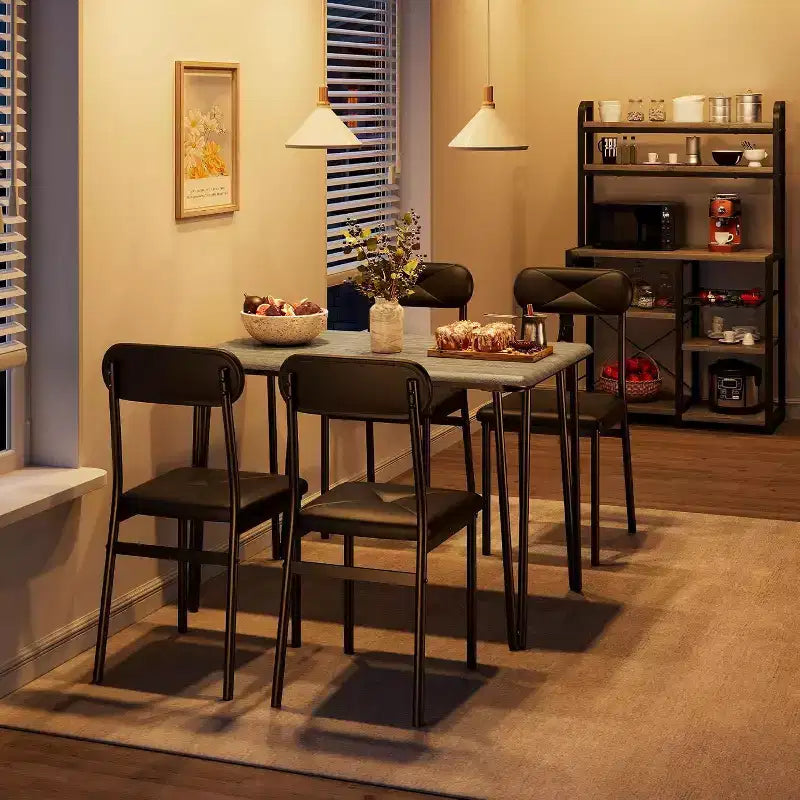 4-Piece Dining Set for Small Spaces, Kitchen Table with 4 Padded Chairs, Compact Dining Room Furniture for Apartments & Cozy Homes