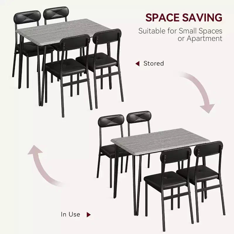 4-Piece Dining Set for Small Spaces, Kitchen Table with 4 Padded Chairs, Compact Dining Room Furniture for Apartments & Cozy Homes