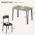 4-Piece Dining Set for Small Spaces, Kitchen Table with 4 Padded Chairs, Compact Dining Room Furniture for Apartments & Cozy Homes