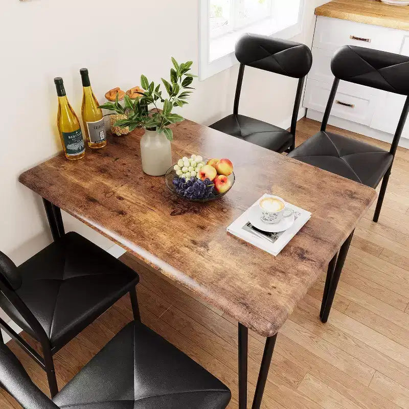 4-Piece Dining Set for Small Spaces, Kitchen Table with 4 Padded Chairs, Compact Dining Room Furniture for Apartments & Cozy Homes