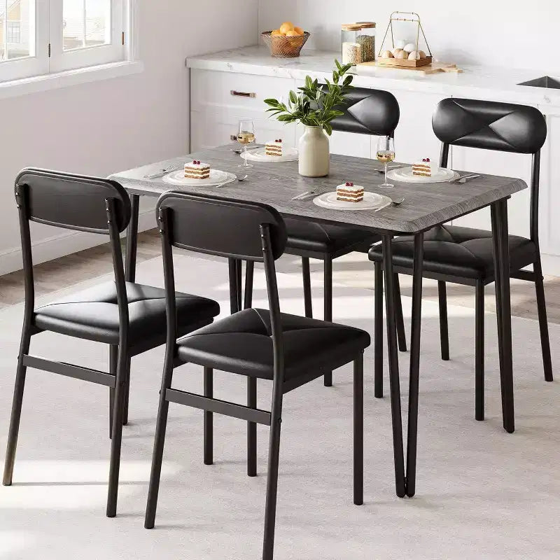 4-Piece Dining Set for Small Spaces, Kitchen Table with 4 Padded Chairs, Compact Dining Room Furniture for Apartments & Cozy Homes