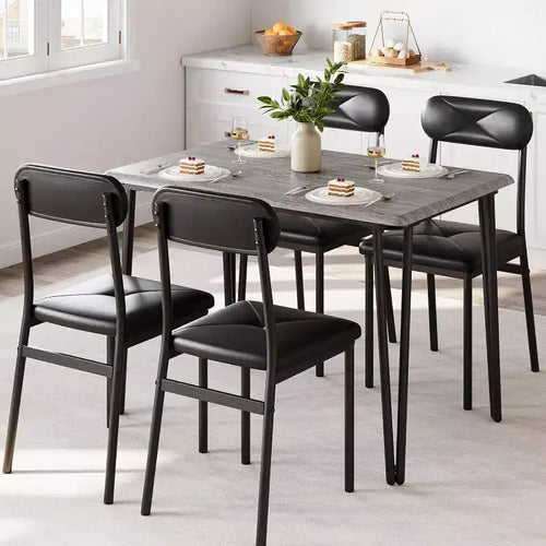 4-Piece Dining Set for Small Spaces, Kitchen Table with 4 Padded Chairs, Compact Dining Room Furniture for Apartments & Cozy Homes