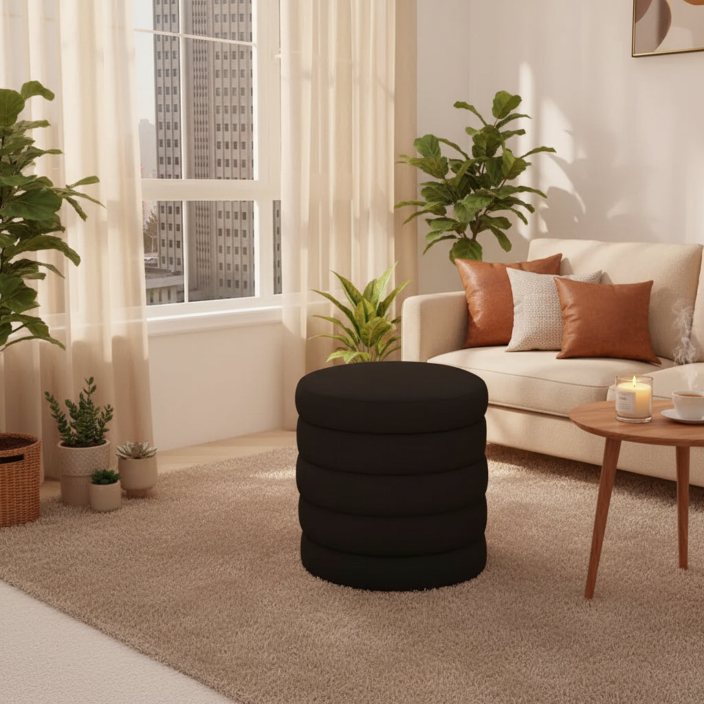 Pouffe/Tabouret en Tissu Bouclé Aphia