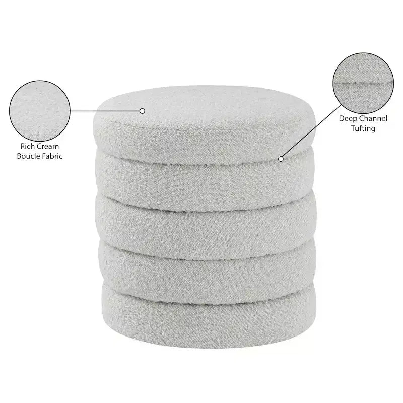 Pouffe/Tabouret en Tissu Bouclé Aphia