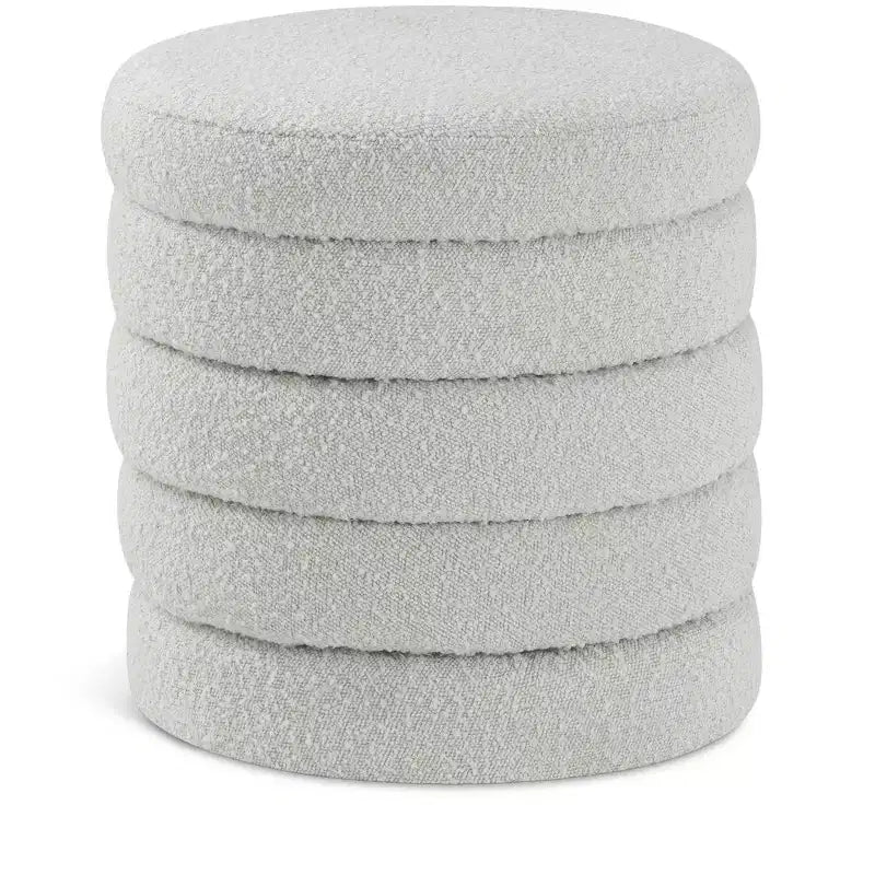 Aphia Boucle Fabric Ottoman/Stool