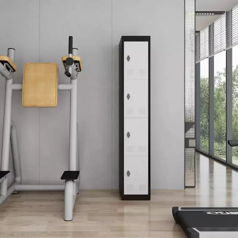 72 Tall Metal Storage Cabinet with 4 Doors, Steel Locker with Shelves for School, Office, Garage, Gym, Home Warehouse