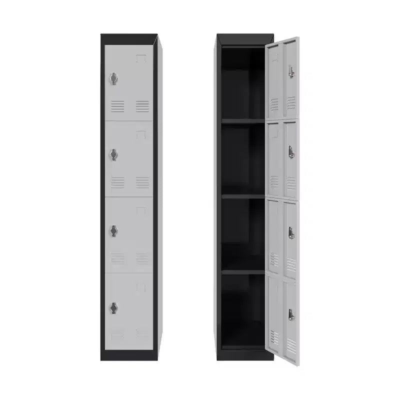 Armoire de rangement métallique de 183 cm de haut avec 4 portes, casier en acier avec étagères pour l'école, le bureau, le garage, la salle de sport, l'entrepôt à domicile