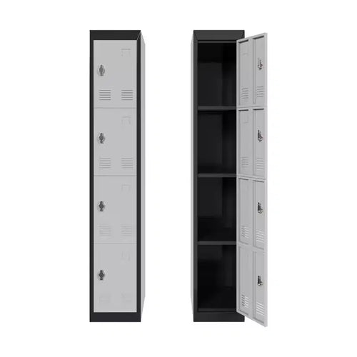 Armoire de rangement métallique de 183 cm de haut avec 4 portes, casier en acier avec étagères pour l'école, le bureau, le garage, la salle de sport, l'entrepôt à domicile