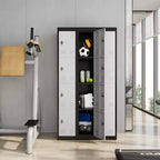 Armoire de rangement métallique de 183 cm de haut avec 4 portes, casier en acier avec étagères pour l'école, le bureau, le garage, la salle de sport, l'entrepôt à domicile