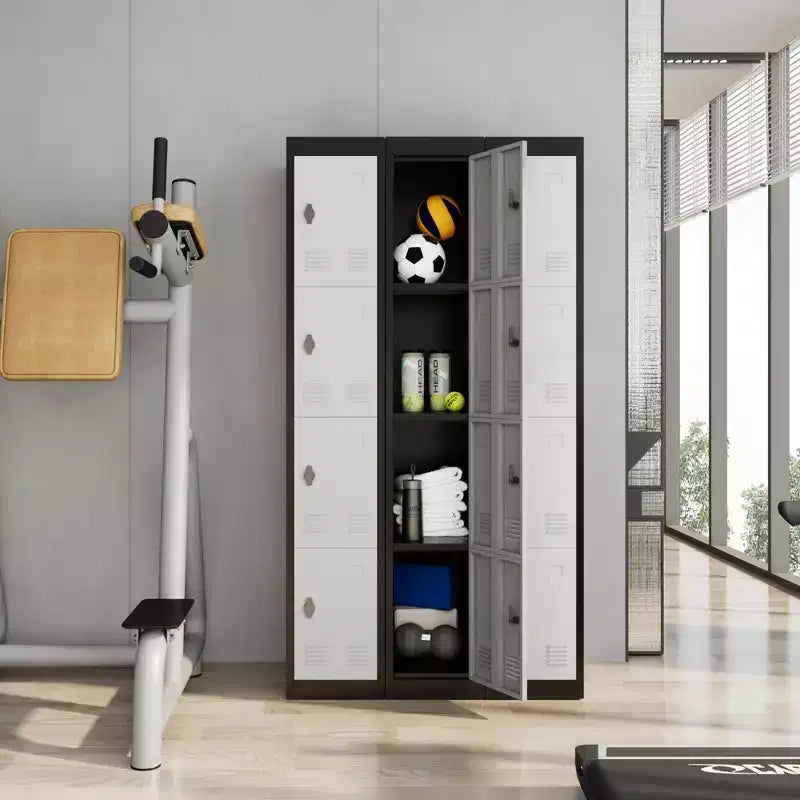 Armoire de rangement métallique de 183 cm de haut avec 4 portes, casier en acier avec étagères pour l'école, le bureau, le garage, la salle de sport, l'entrepôt à domicile