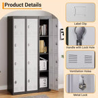 Armoire de rangement métallique de 183 cm de haut avec 4 portes, casier en acier avec étagères pour l'école, le bureau, le garage, la salle de sport, l'entrepôt à domicile