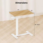 Table d'appoint en C, table de chevet réglable en hauteur avec crochet et porte-gobelet, noir/naturel/blanc