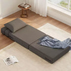 Canapé-lit pliant avec oreiller, fauteuil convertible, canapé en tissu de lin avec mousse à mémoire de forme pour salon, dortoir, chambre d'amis, bureau, individuel