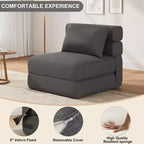 Canapé-lit pliant avec oreiller, fauteuil convertible, canapé en tissu de lin avec mousse à mémoire de forme pour salon, dortoir, chambre d'amis, bureau, individuel