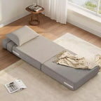 Canapé-lit pliant avec oreiller, fauteuil convertible, canapé en tissu de lin avec mousse à mémoire de forme pour salon, dortoir, chambre d'amis, bureau, individuel